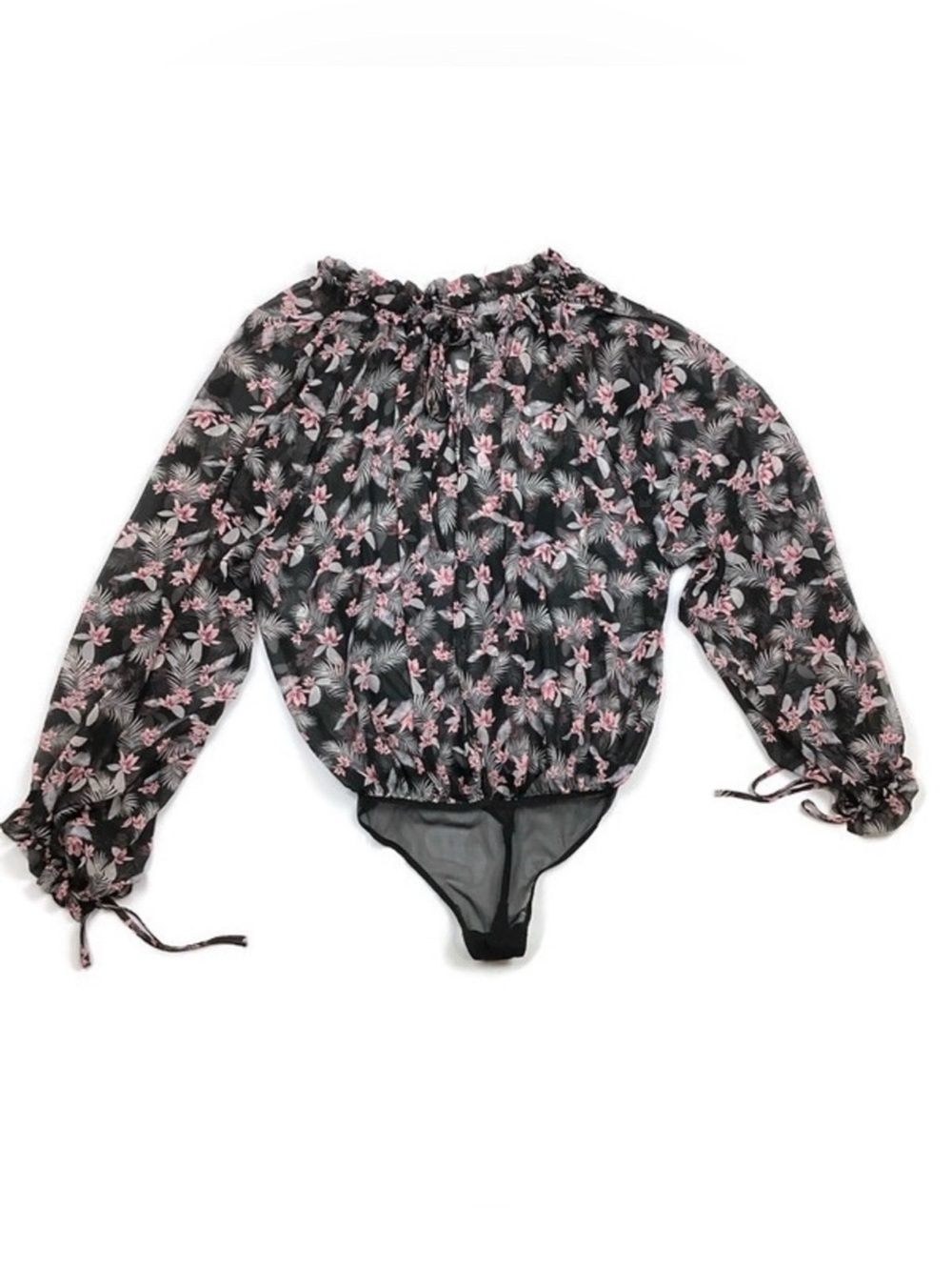 Victoria's Secret Floral Sheer Long Sleeve Bodysuit blouse